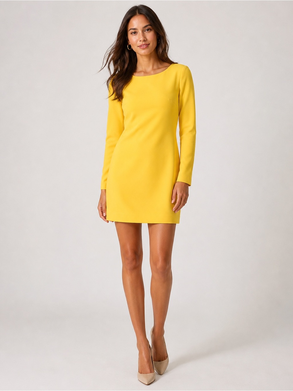Banana Republic Sunny Yellow Long-Sleeve Shift Dress